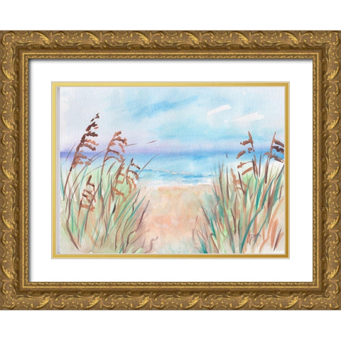 Coastal Sea Path Gold Ornate Wood Framed Art Print with Double Matting by Dyer, Beverly