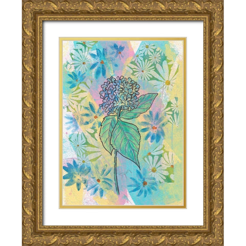 Botanical Boho Hydrangea Gold Ornate Wood Framed Art Print with Double Matting by Dyer, Beverly