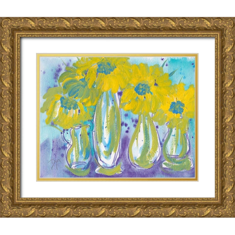 Sunflower Gold Ornate Wood Framed Art Print with Double Matting by Dyer, Beverly