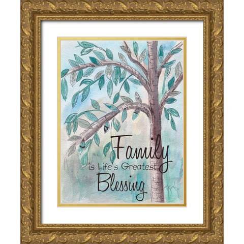 Family Tree 1 Gold Ornate Wood Framed Art Print with Double Matting by Dyer, Beverly
