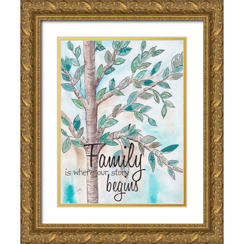 Family Tree 2 Gold Ornate Wood Framed Art Print with Double Matting by Dyer, Beverly