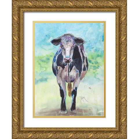 Mapleview Cow Gold Ornate Wood Framed Art Print with Double Matting by Dyer, Beverly
