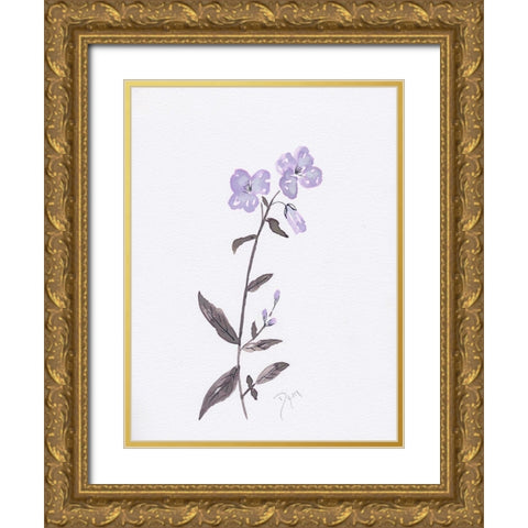 Lavender Wildflowers II Gold Ornate Wood Framed Art Print with Double Matting by Dyer, Beverly
