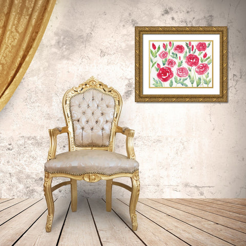 Decorative Roses Gold Ornate Wood Framed Art Print with Double Matting by Dyer, Beverly