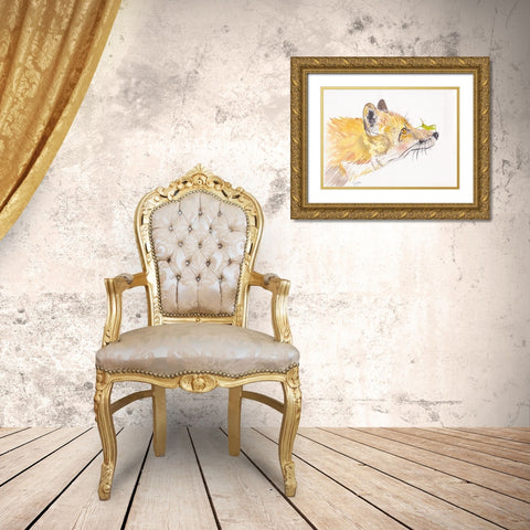 Golden Fox Play Gold Ornate Wood Framed Art Print with Double Matting by Dyer, Beverly