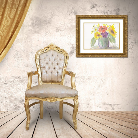 Sunny Bouquet Gold Ornate Wood Framed Art Print with Double Matting by Dyer, Beverly