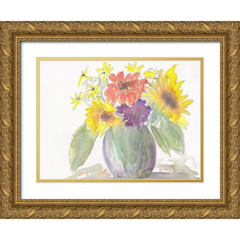 Sunny Bouquet Gold Ornate Wood Framed Art Print with Double Matting by Dyer, Beverly