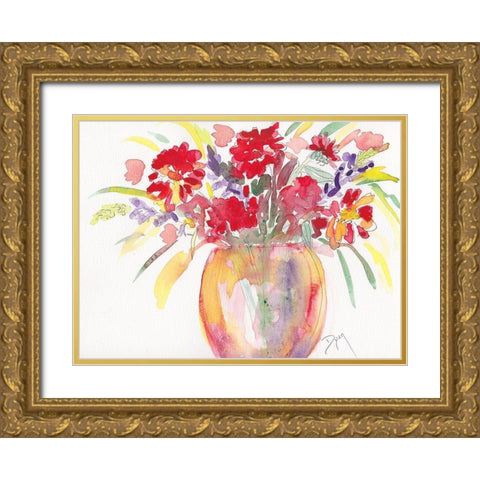 Summer Bouquet Gold Ornate Wood Framed Art Print with Double Matting by Dyer, Beverly
