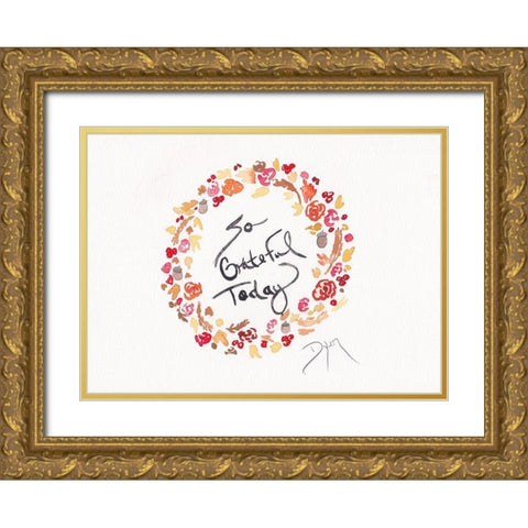 Fall Wreath I Gold Ornate Wood Framed Art Print with Double Matting by Dyer, Beverly