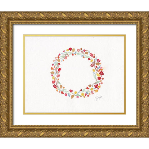 Fall Leaf IV Gold Ornate Wood Framed Art Print with Double Matting by Dyer, Beverly