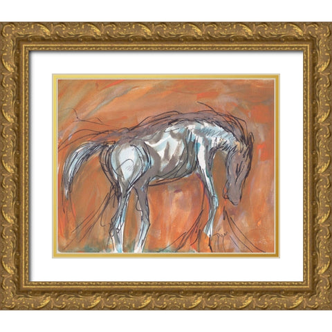 Southwest Horse Gold Ornate Wood Framed Art Print with Double Matting by Dyer, Beverly