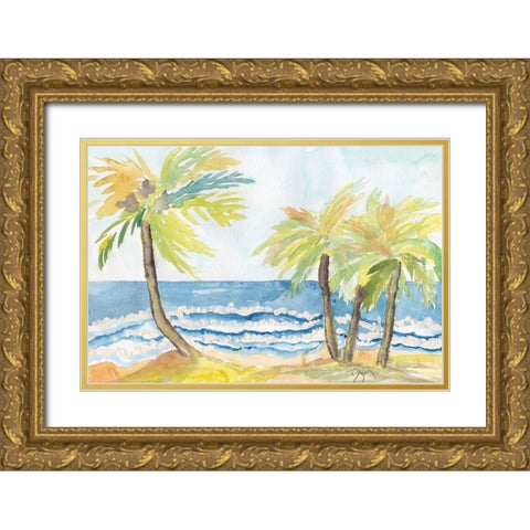 Coastal Serene Gold Ornate Wood Framed Art Print with Double Matting by Dyer, Beverly
