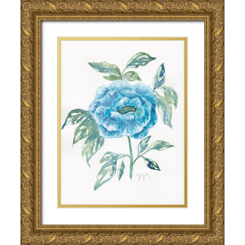 Floral Camilia Gold Ornate Wood Framed Art Print with Double Matting by Dyer, Beverly