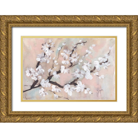Tree Blossom Branch Gold Ornate Wood Framed Art Print with Double Matting by Dyer, Beverly