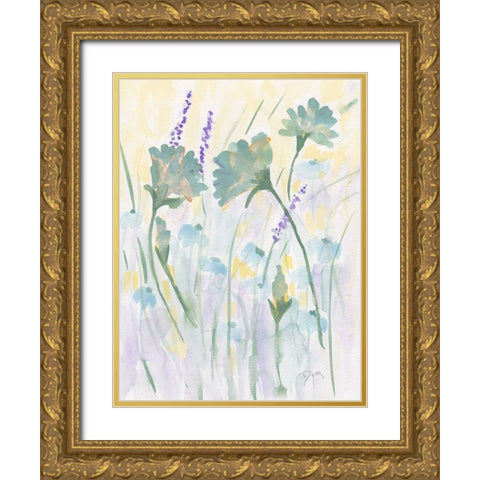 Floral Autumn Glow Gold Ornate Wood Framed Art Print with Double Matting by Dyer, Beverly