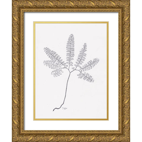 Floral Hand Drawn 1 Gold Ornate Wood Framed Art Print with Double Matting by Dyer, Beverly