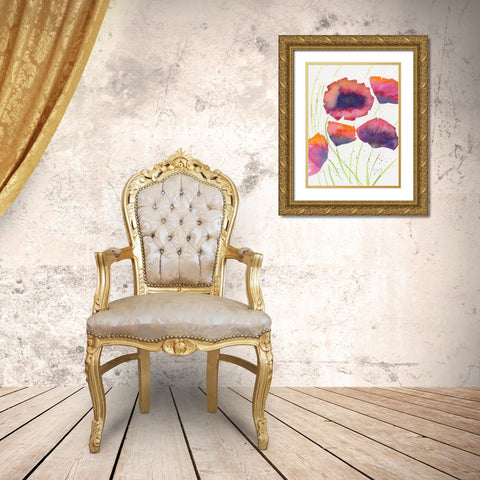 Poppies July Gold Ornate Wood Framed Art Print with Double Matting by Dyer, Beverly