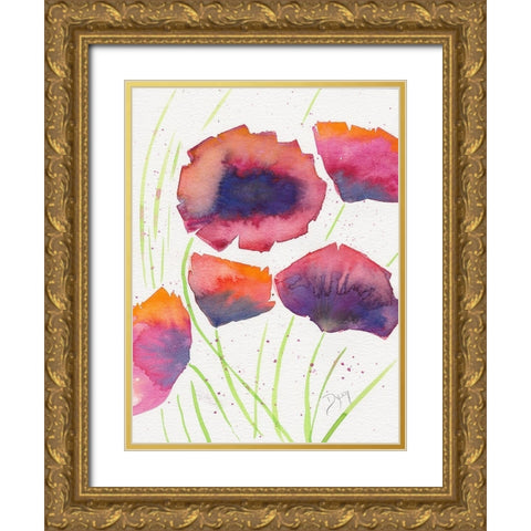 Poppies July Gold Ornate Wood Framed Art Print with Double Matting by Dyer, Beverly