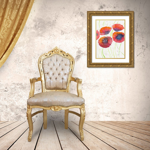 Poppies July 2 Gold Ornate Wood Framed Art Print with Double Matting by Dyer, Beverly