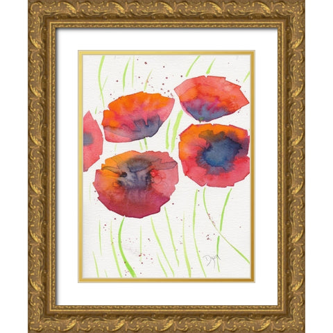 Poppies July 2 Gold Ornate Wood Framed Art Print with Double Matting by Dyer, Beverly