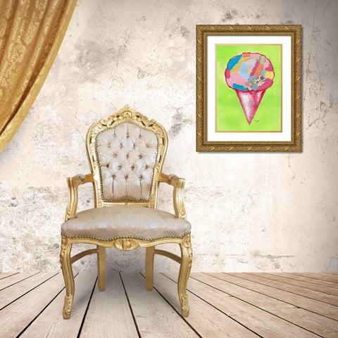 Ice Cream Cone Gold Ornate Wood Framed Art Print with Double Matting by Dyer, Beverly