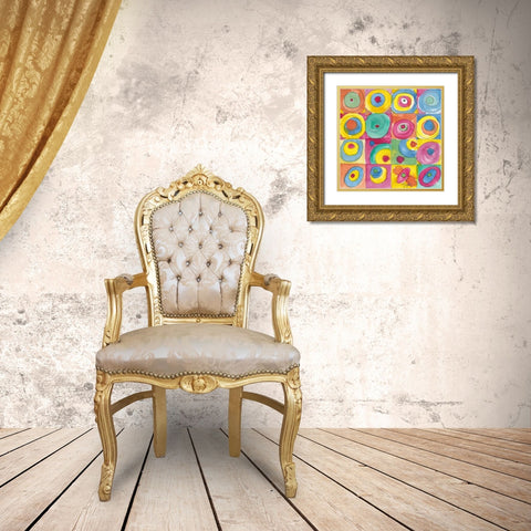 Circles Bright Gold Ornate Wood Framed Art Print with Double Matting by Dyer, Beverly