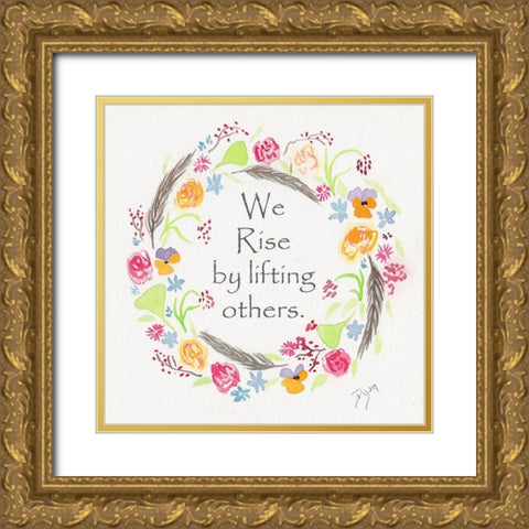 Rise Wreath Gold Ornate Wood Framed Art Print with Double Matting by Dyer, Beverly