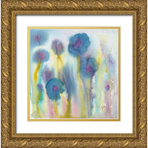 Wildflower Garden I Gold Ornate Wood Framed Art Print with Double Matting by Dyer, Beverly