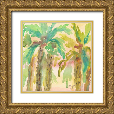 Sunset Palms 1 Gold Ornate Wood Framed Art Print with Double Matting by Dyer, Beverly