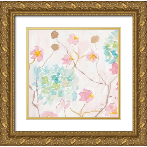 Soft Blooms I Gold Ornate Wood Framed Art Print with Double Matting by Dyer, Beverly