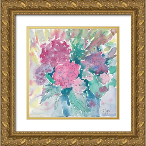 Bayckyard Posey Gold Ornate Wood Framed Art Print with Double Matting by Dyer, Beverly