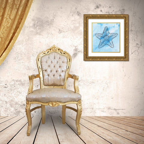 Coastal Starfish Gold Ornate Wood Framed Art Print with Double Matting by Dyer, Beverly