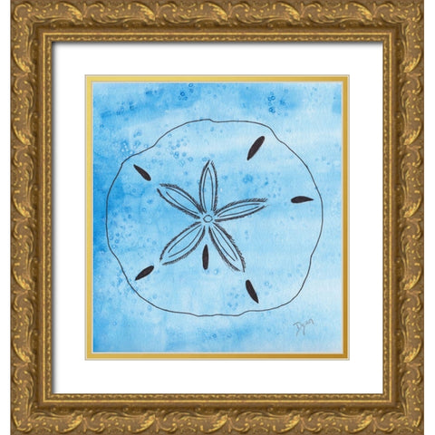 Coastal Sand Dollar Gold Ornate Wood Framed Art Print with Double Matting by Dyer, Beverly