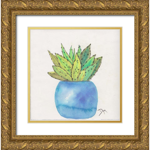 Cactus Pot II Gold Ornate Wood Framed Art Print with Double Matting by Dyer, Beverly