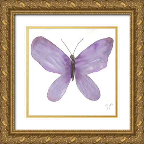 Watercolor Purplefly Gold Ornate Wood Framed Art Print with Double Matting by Dyer, Beverly