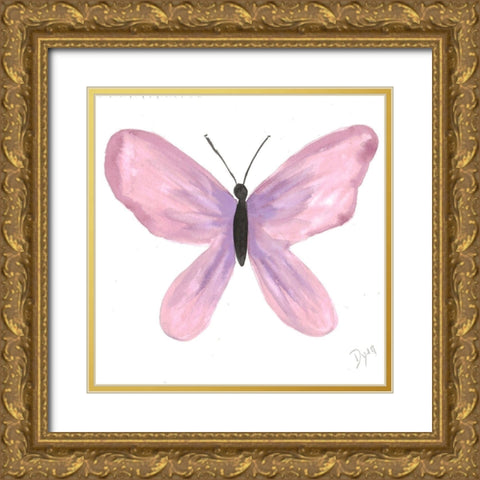 Watercolor Pinkfly Gold Ornate Wood Framed Art Print with Double Matting by Dyer, Beverly