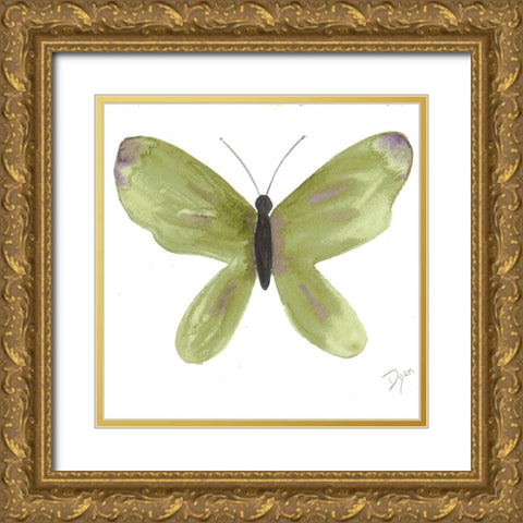 Watercolor Olivefly Gold Ornate Wood Framed Art Print with Double Matting by Dyer, Beverly