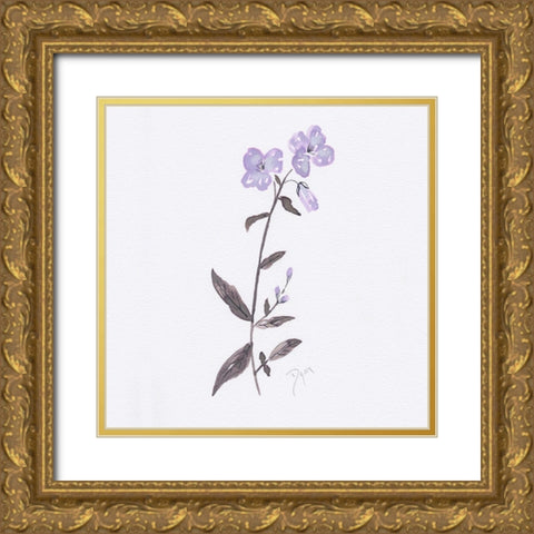 Lavender Wildflowers II Gold Ornate Wood Framed Art Print with Double Matting by Dyer, Beverly