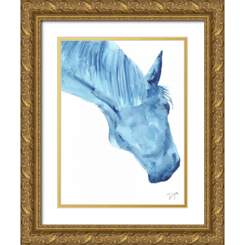 Blue Lacey Thick Gold Ornate Wood Framed Art Print with Double Matting by Dyer, Beverly