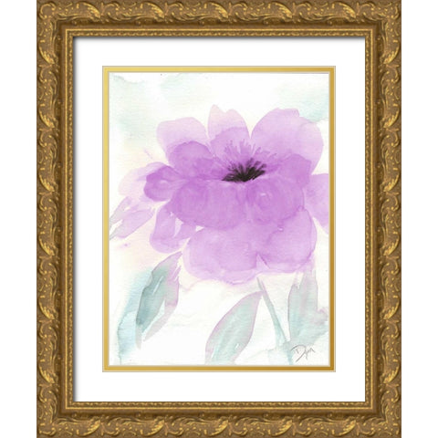 Lilac Peony I Gold Ornate Wood Framed Art Print with Double Matting by Dyer, Beverly
