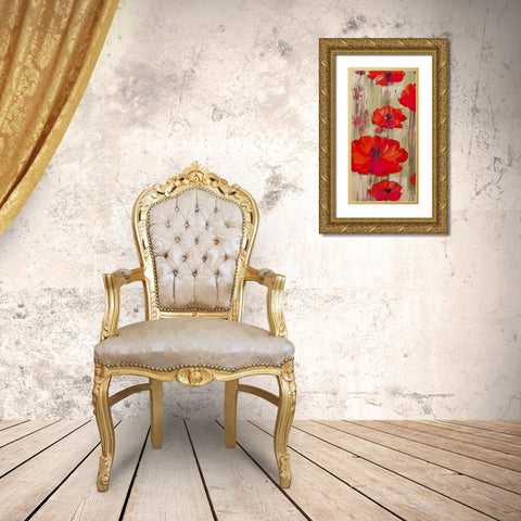Crimson Rain 1 Gold Ornate Wood Framed Art Print with Double Matting by Dyer, Beverly