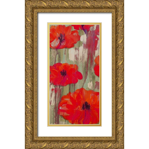 Crimson Rain 2 Gold Ornate Wood Framed Art Print with Double Matting by Dyer, Beverly