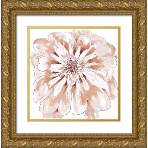 Blush Peony Gold Ornate Wood Framed Art Print with Double Matting by Dyer, Beverly