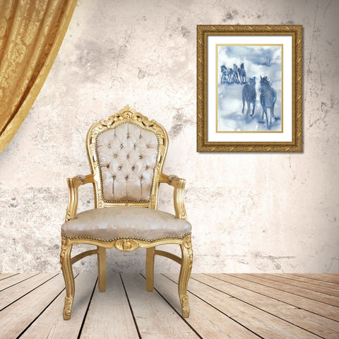 Thundering Hooves Gold Ornate Wood Framed Art Print with Double Matting by Dyer, Beverly