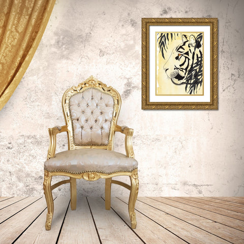 Tigritude Gold Ornate Wood Framed Art Print with Double Matting by Gosavi, Bhakti