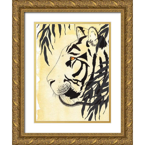 Tigritude Gold Ornate Wood Framed Art Print with Double Matting by Gosavi, Bhakti