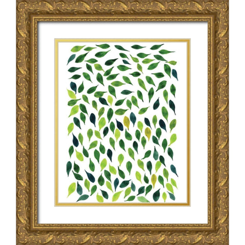 Spread Leaves 1 Gold Ornate Wood Framed Art Print with Double Matting by Gosavi, Bhakti