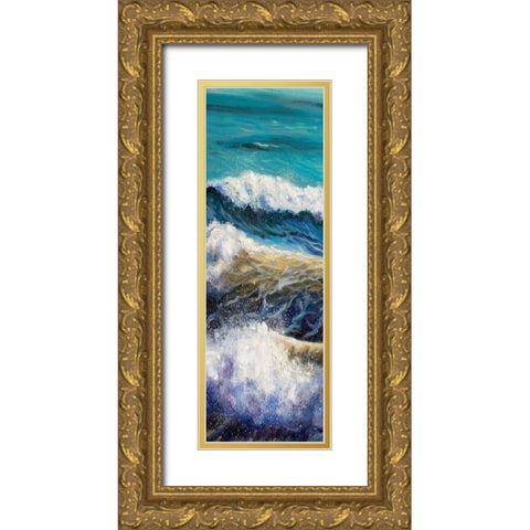Ocean Rolls 1 Gold Ornate Wood Framed Art Print with Double Matting by Boho Hue Studio