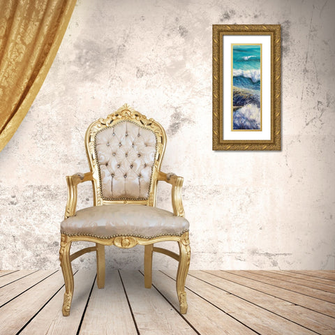 Ocean Rolls 2 Gold Ornate Wood Framed Art Print with Double Matting by Boho Hue Studio