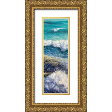 Ocean Rolls 2 Gold Ornate Wood Framed Art Print with Double Matting by Boho Hue Studio